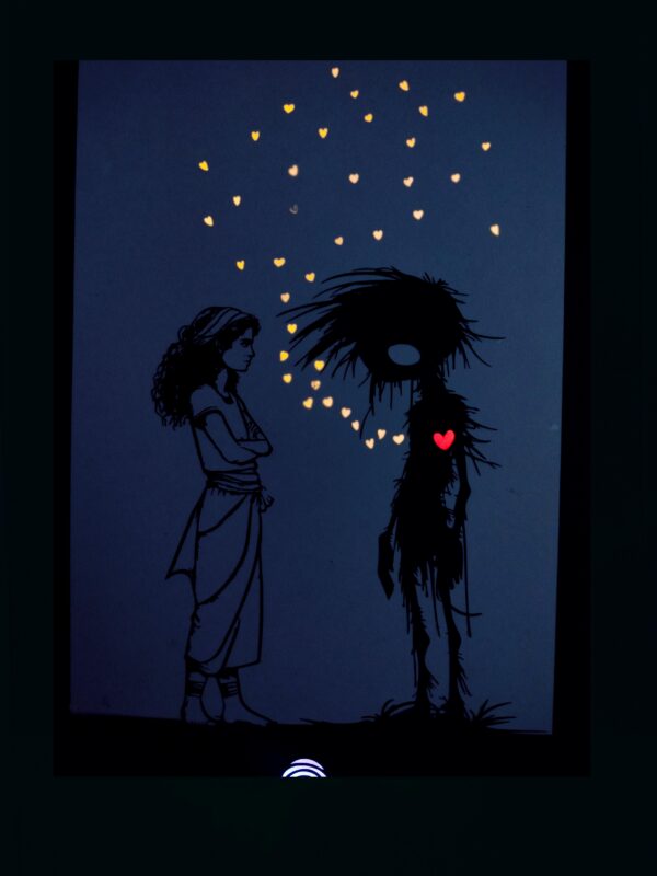 Cute Blind Innocent Love | Heartfelt Lightbox Art of Boy Expressing Deep Love Wall Art LightBox with LED, Shadowbox Wall Decor