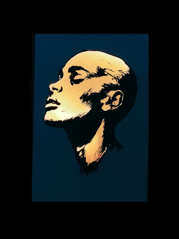 Bald is Beautiful | Lightbox Art of Woman with Closed Eyes in Peace | LED Shadowbox Decor