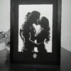 Strong Man Kissing His Love | Lightbox Art of a Rustic Face | LED Shadowbox Wall Decor