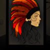 a painting of a woman with a feathered headdress shadow box, shadow box frame, big shadow box