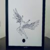 Celestial Flight | Man with Wings Soaring in Starry Sky & Glowing Half Moon | 3D LightBox Art