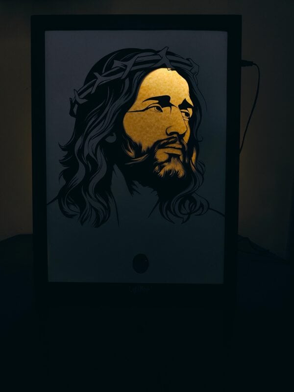 a picture of a man with a crown of thorns on his head shadow box, shadow box frame, big shadow box