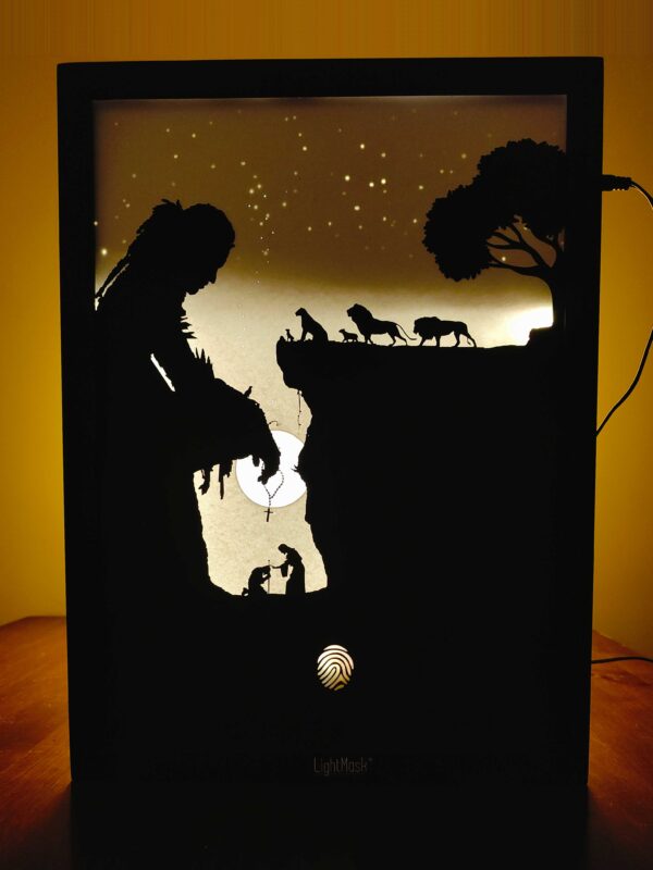 Discover LightMask’s Divine Creation: The Jesus and Lion Family Shadow Box