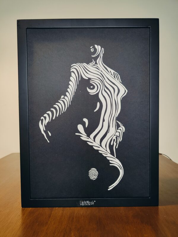Confident Elegance: Woman Listening to Music Shadow Box Frames