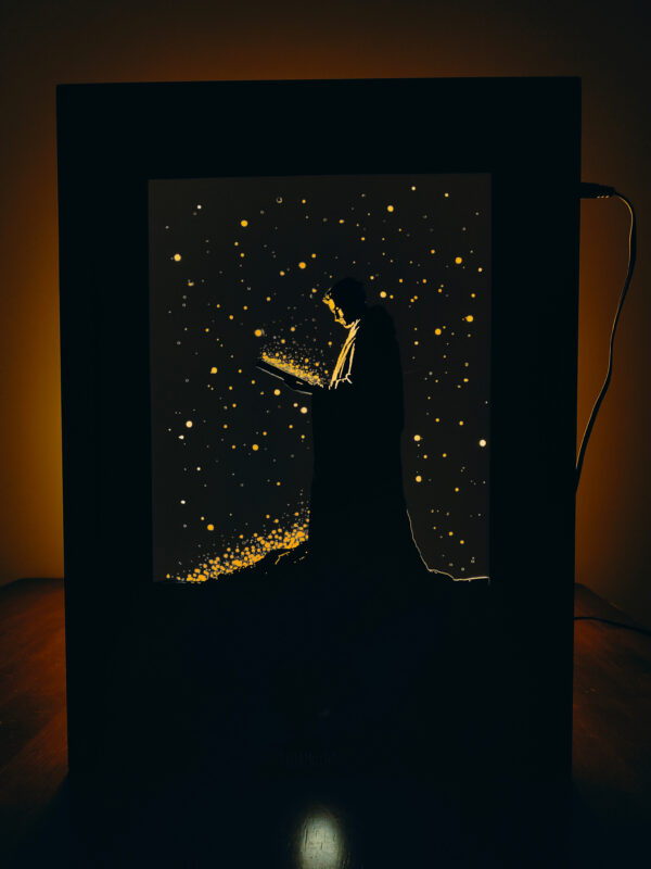 Divine Energy: Priest Reading Bible Shadow Box Frame