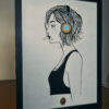 Empowered Elegance: Woman Listening to Music Shadow Box Frame